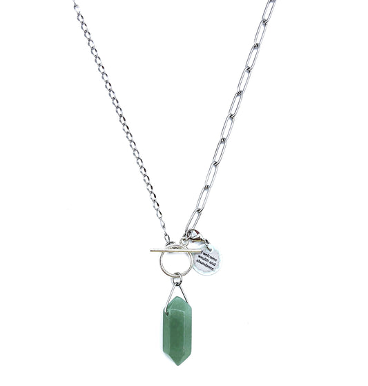 'Abundance' Necklace With Semi-Precious Green Aventurine-Silver