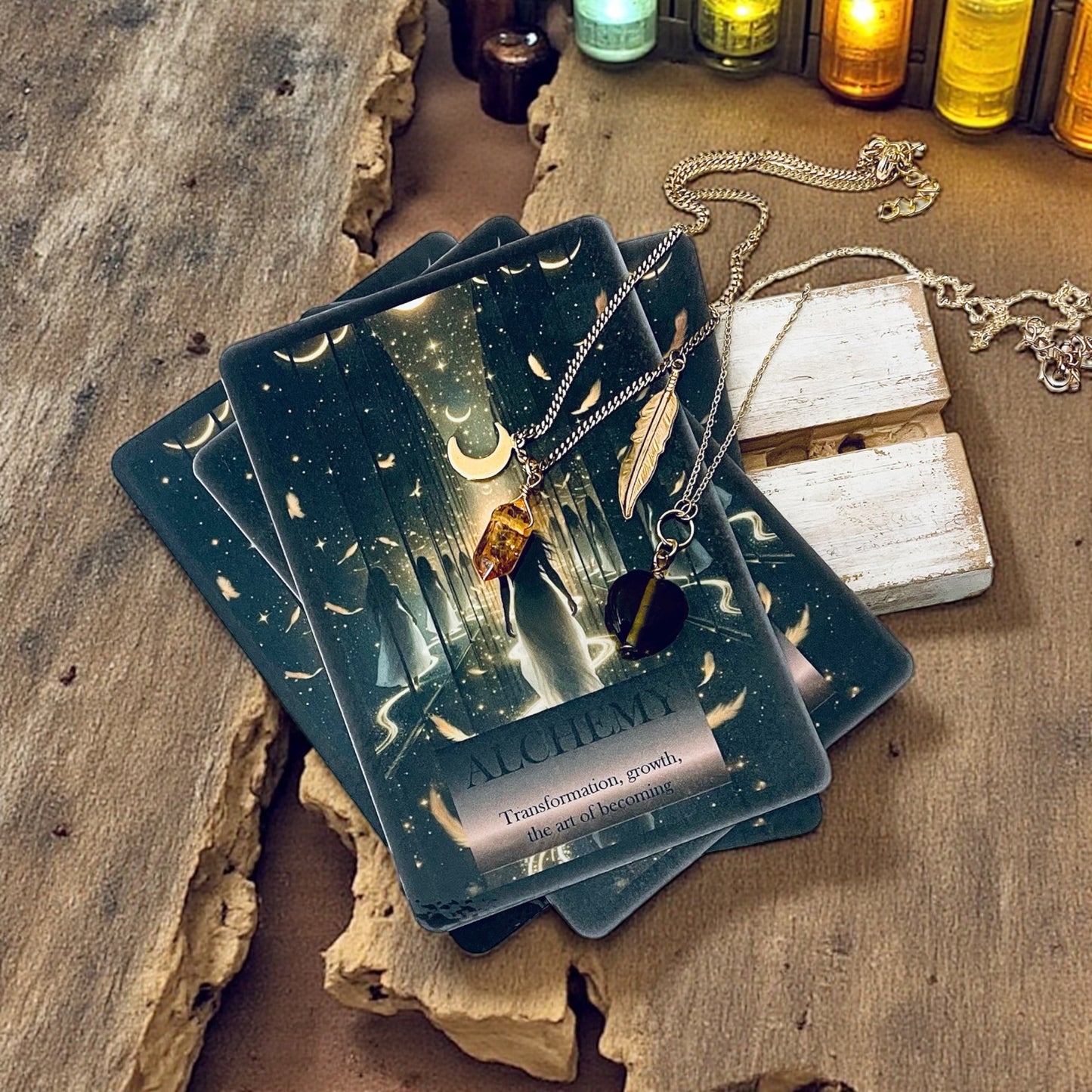'Alchemy' Necklace Set With Citrine - Gold