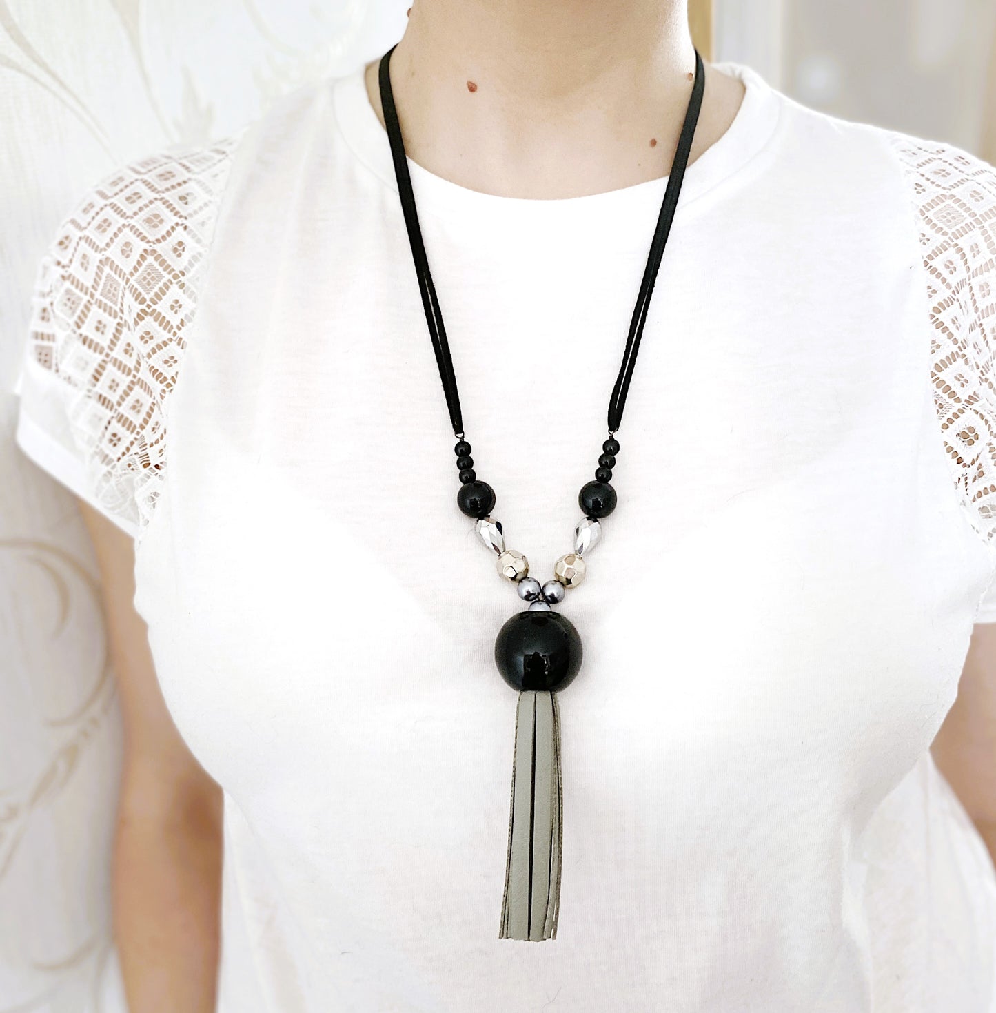 'Be You' Necklace - Black/Silver