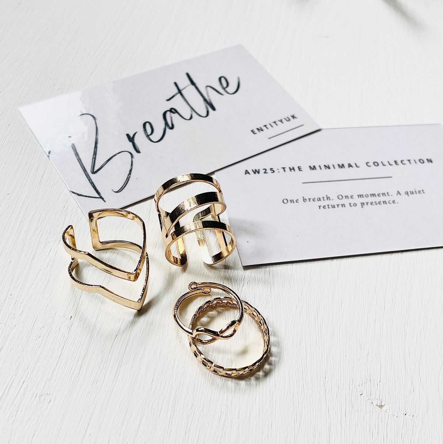 Breathe Finger & Toe Ring Stack Set - Gold