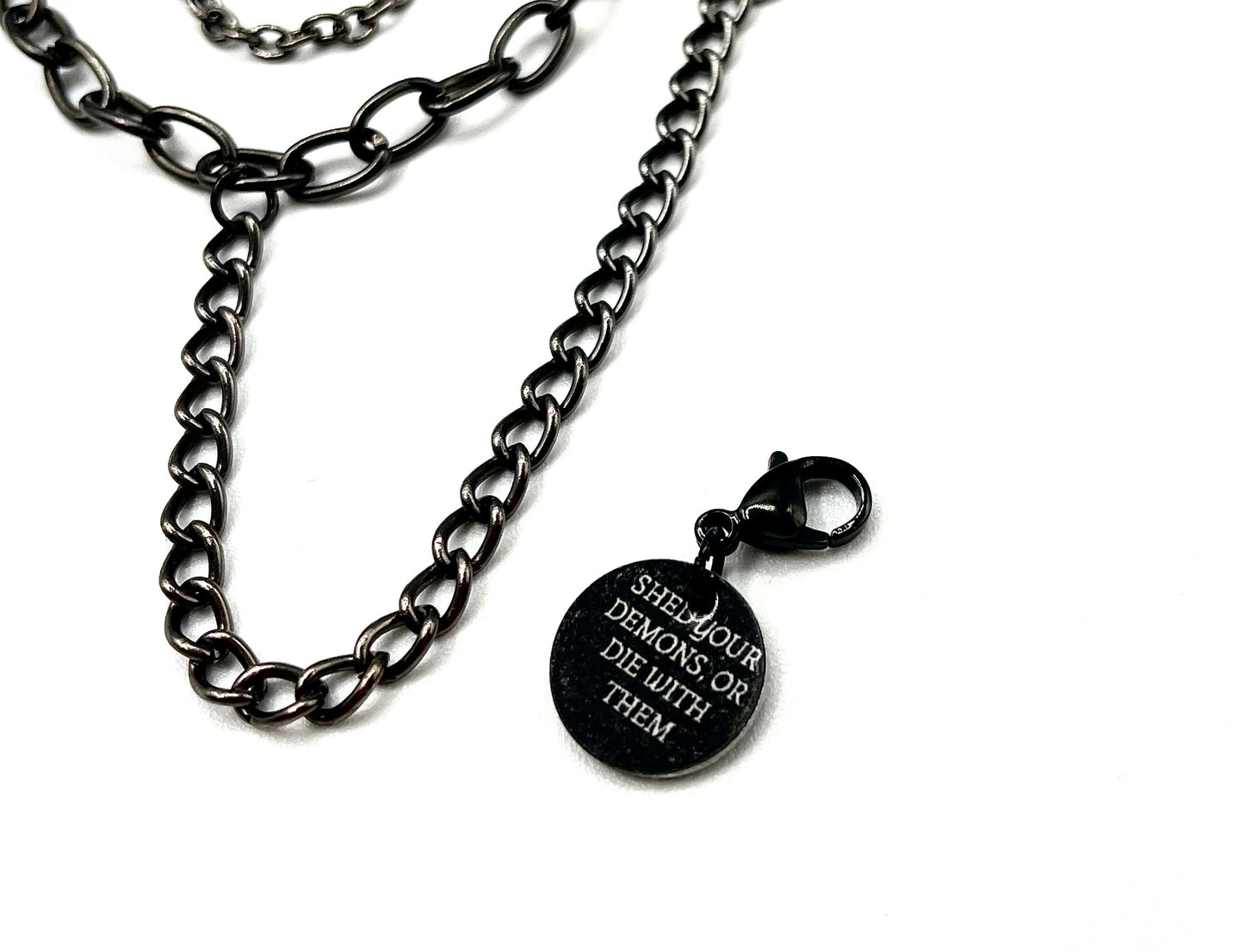 'Demons' Bracelet + Ring Set - Black/Silver