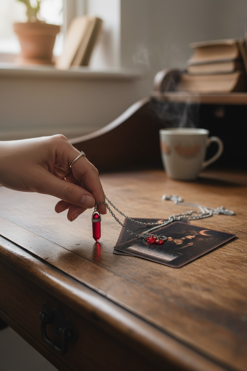 'Devotion' Necklace Set With Andara Crystal and Red Coral - Silver