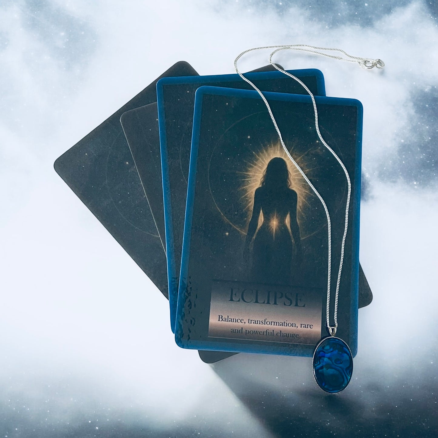 'Eclipse' Necklace With Blue Abalone - Silver