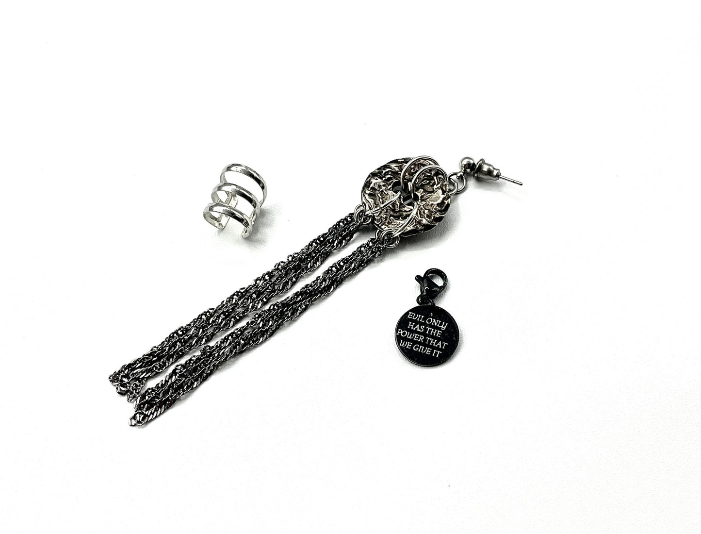 'Evil' Ear Cuff + Single Earring - Silver