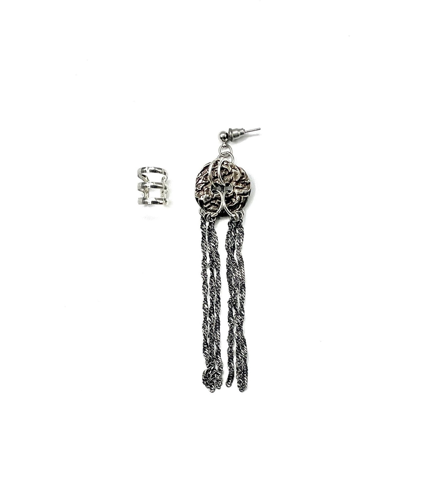 'Evil' Ear Cuff + Single Earring - Silver