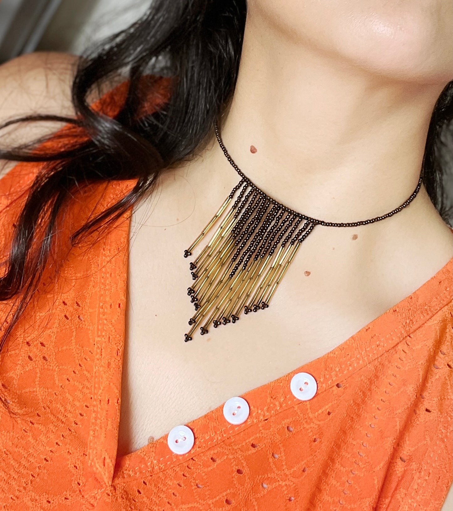 'Fall' Collar Necklace - Antique Bronze