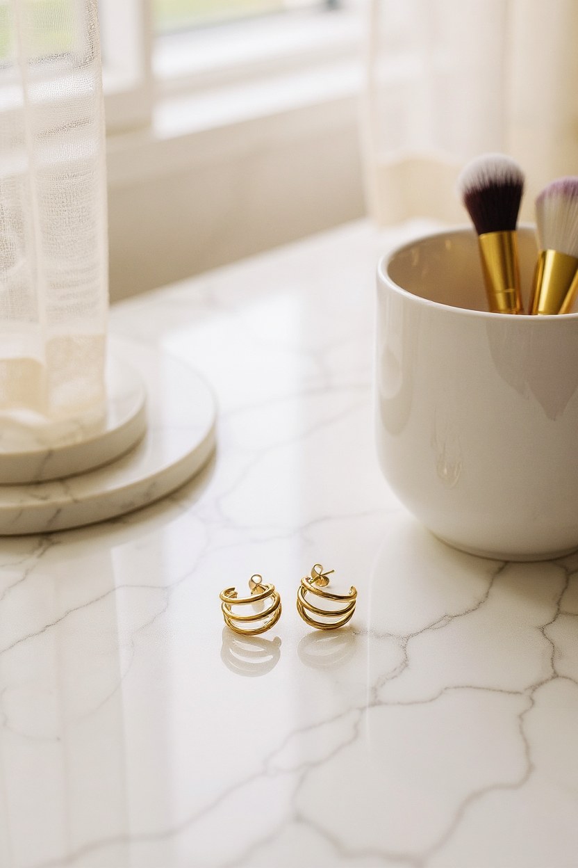 Flow Huggie Earrings - Gold