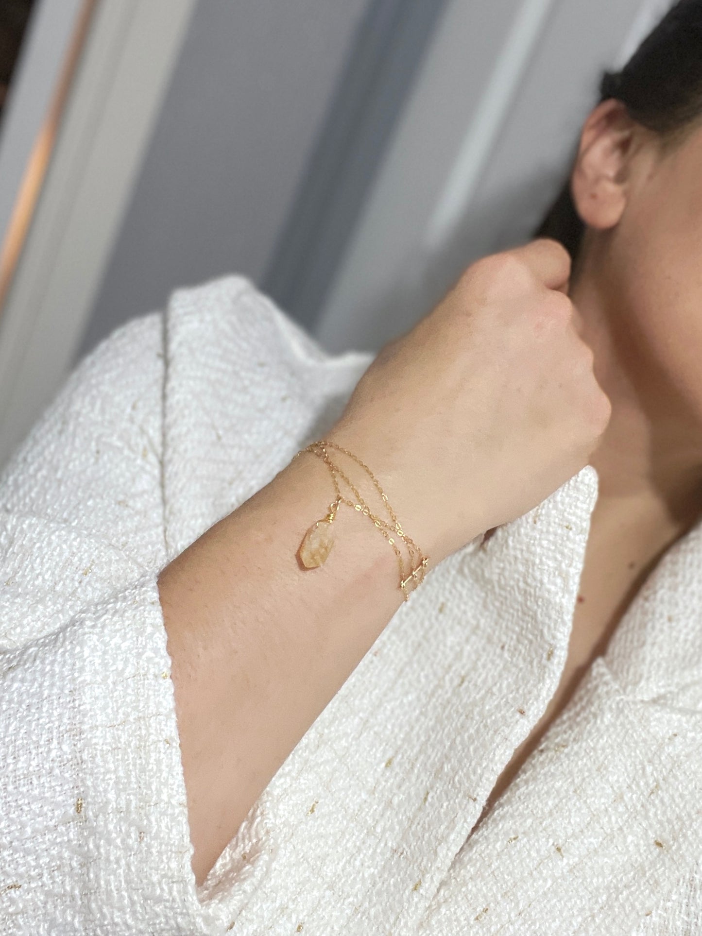 'Fully Embrace' Bracelet With Citrine - Gold