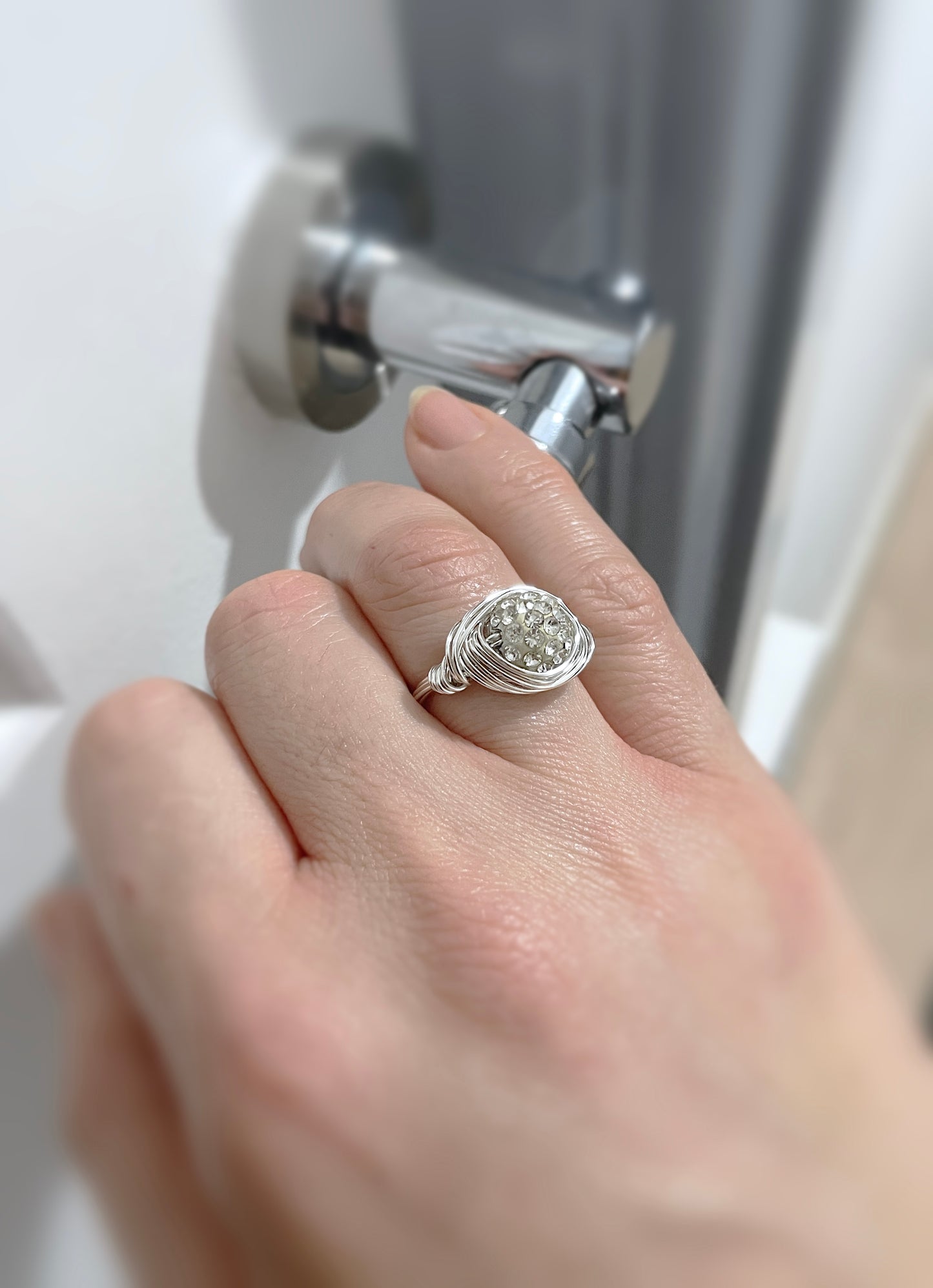 'Soul' Ring With CZ Crystals - Silver
