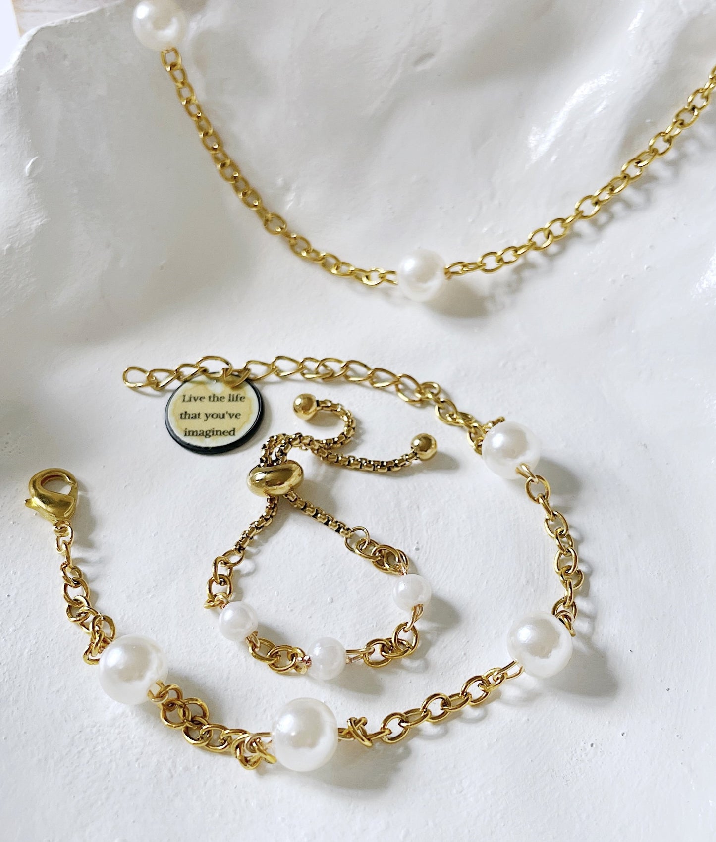 'Imagine' Necklace/Bracelet/Ring Set - Silver/Gold