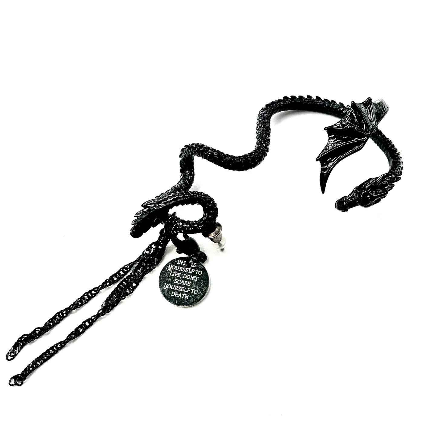 'Life Or Death' Dragon Single Ear Cuff - Black