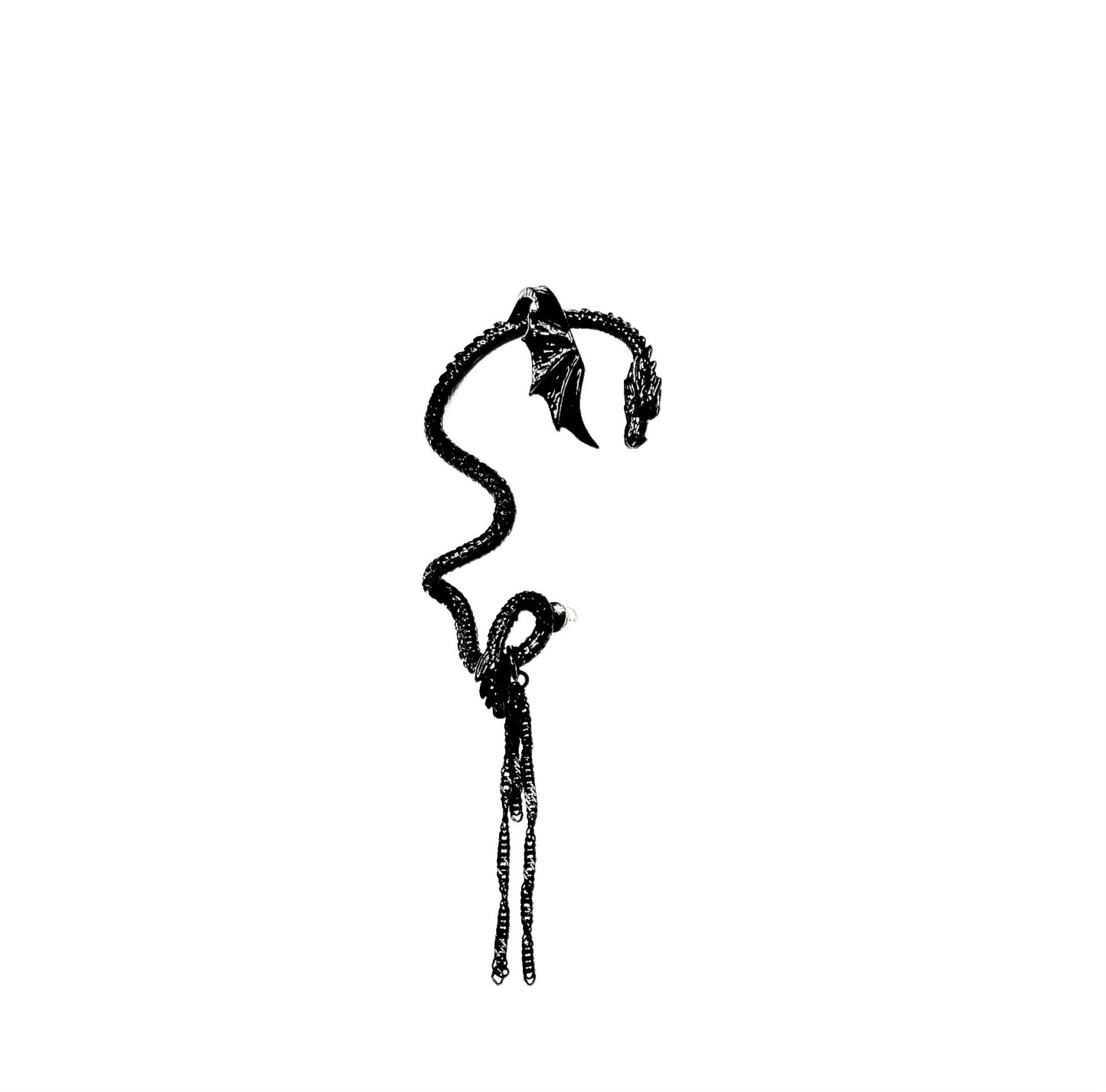 'Life Or Death' Dragon Single Ear Cuff - Black