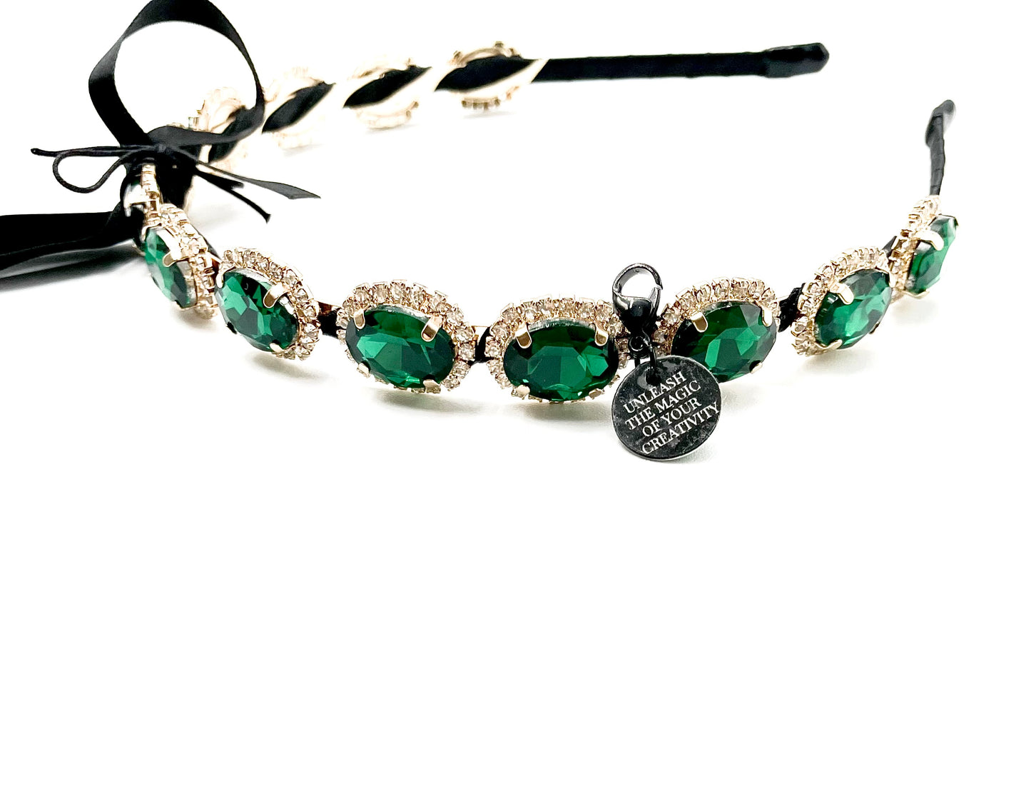 'Magical' CZ Emerald Hairband - Green/Black