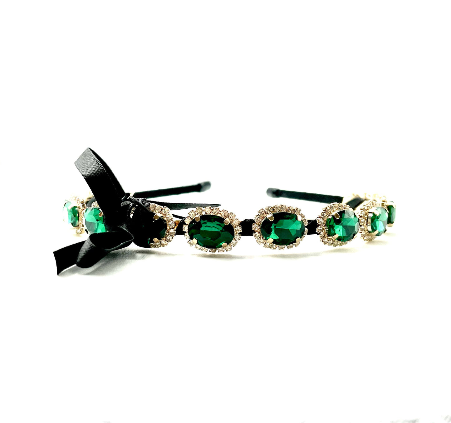 'Magical' CZ Emerald Hairband - Green/Black