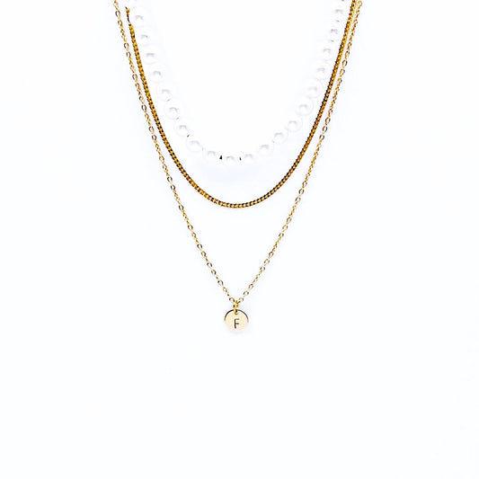 Initial Necklace Stack-Gold