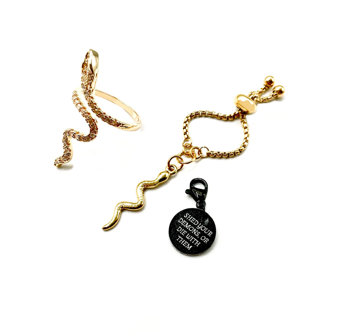 'Shed Or Die' CZ Ring Set - Gold