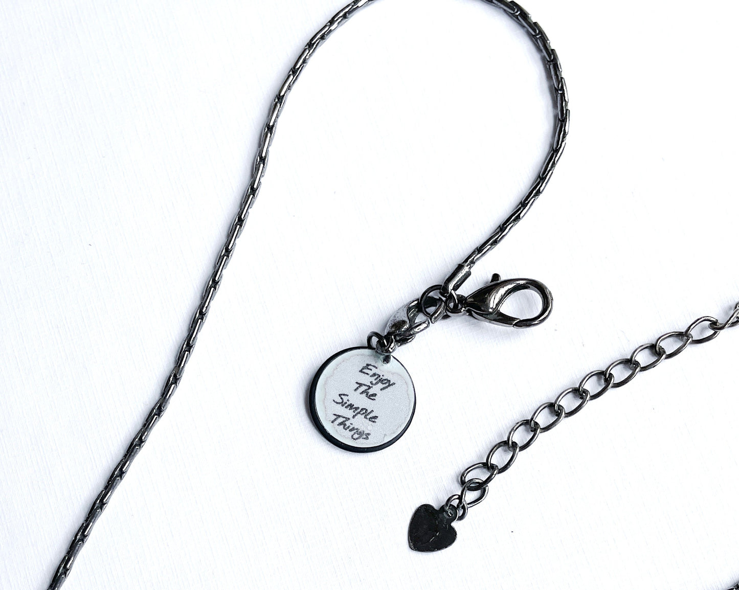 'Simple Things' Necklace With Paua Shell - Gunmetal