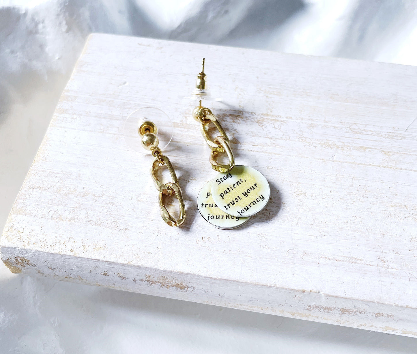 'Stay Patient' Earrings - Gold