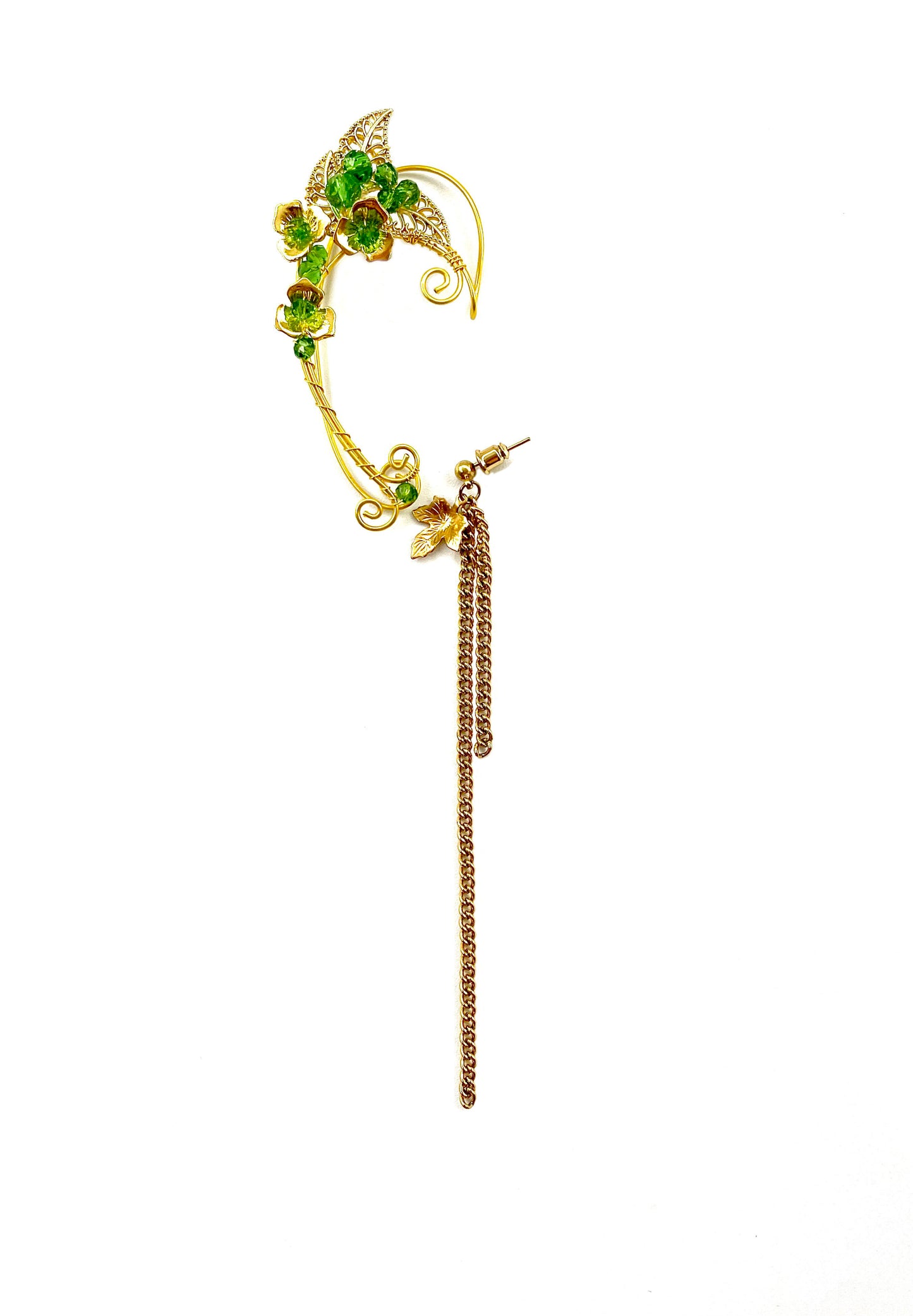 'The Nymph' Beaded Ear Cuff/Single Earring Set -Gold