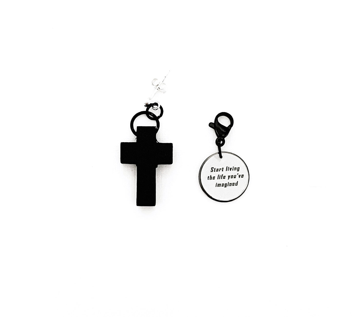 'The Living' Single Earring - Silver/Black