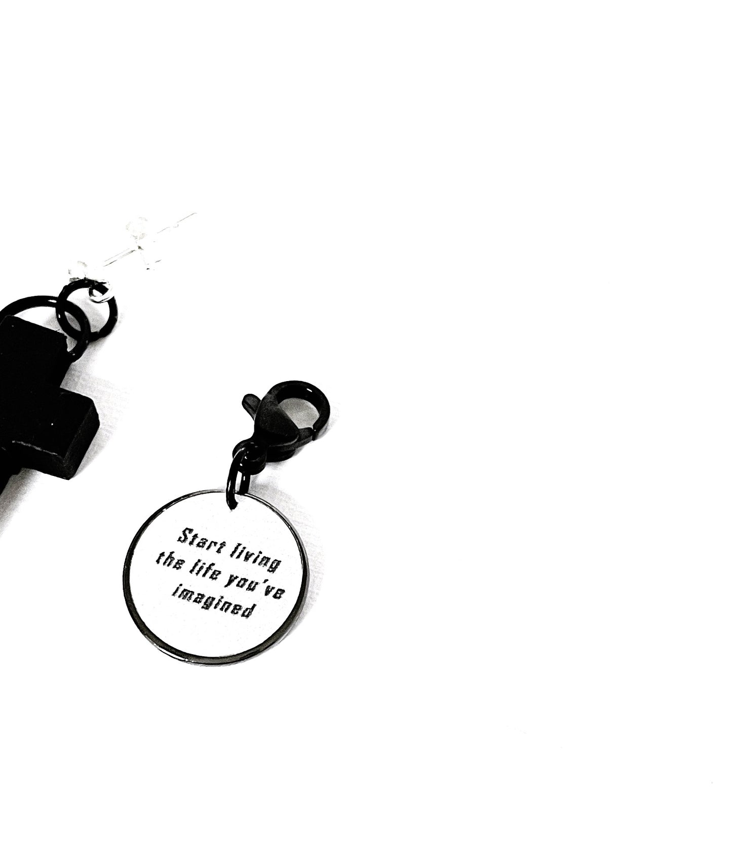 'The Living' Single Earring - Silver/Black