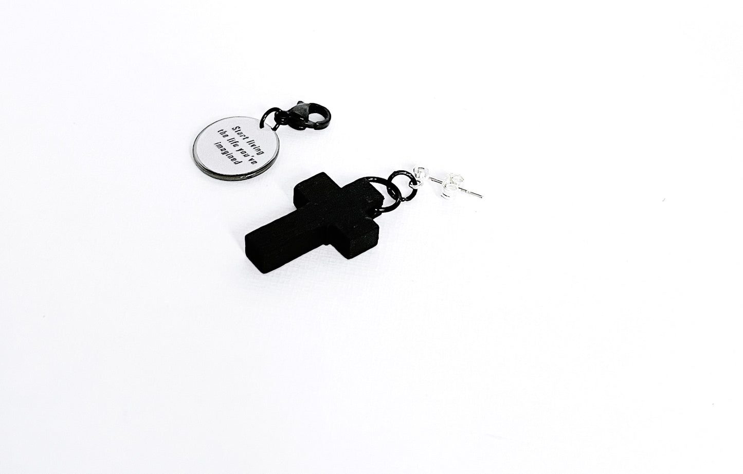 'The Living' Single Earring - Silver/Black