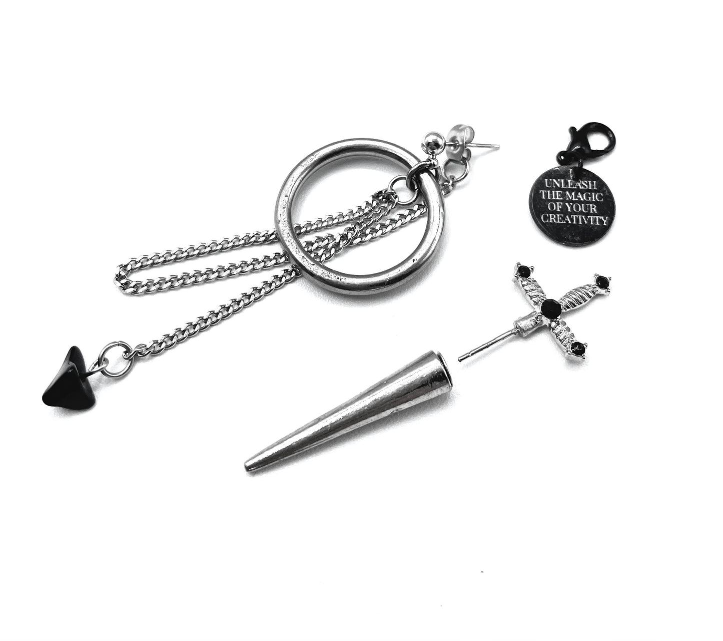 'Unleash' Mismatched Earrings Set With Agate - Silver