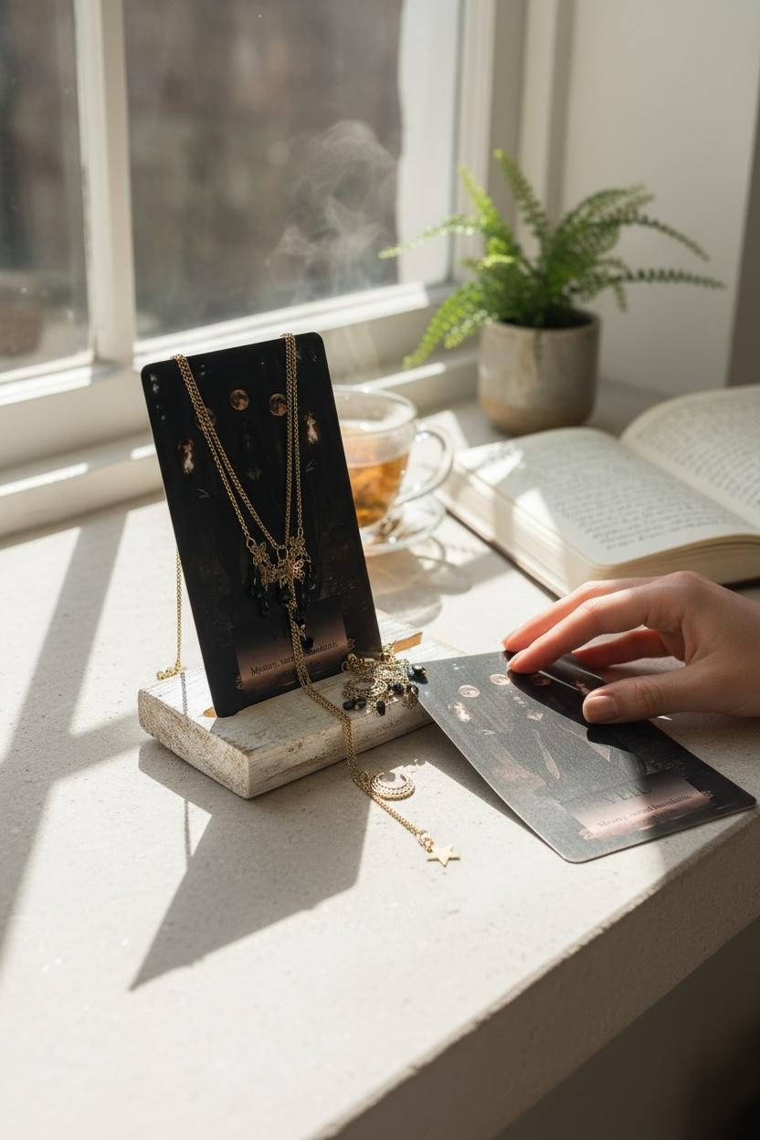 'Veil' Necklace Set With Agate - Gold