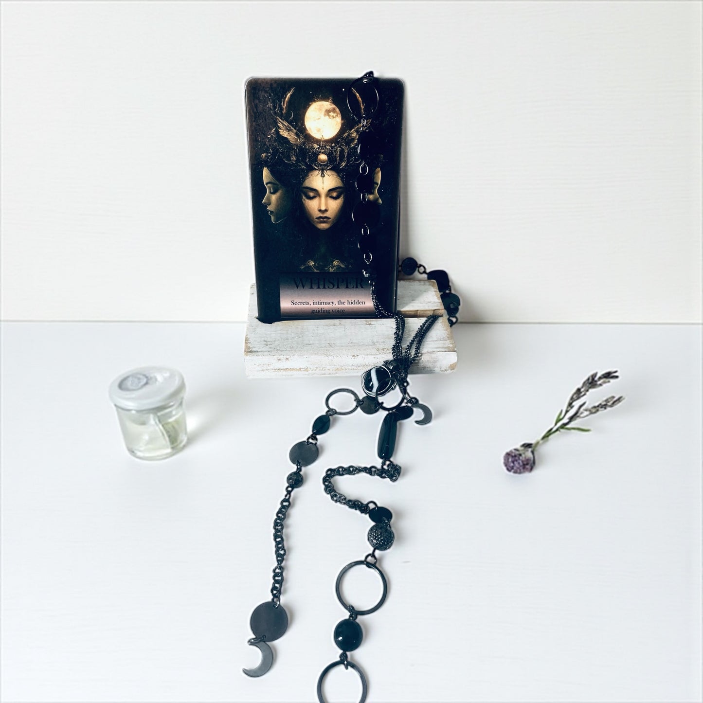 'Whisper' Necklace With Onyx - Gunmetal