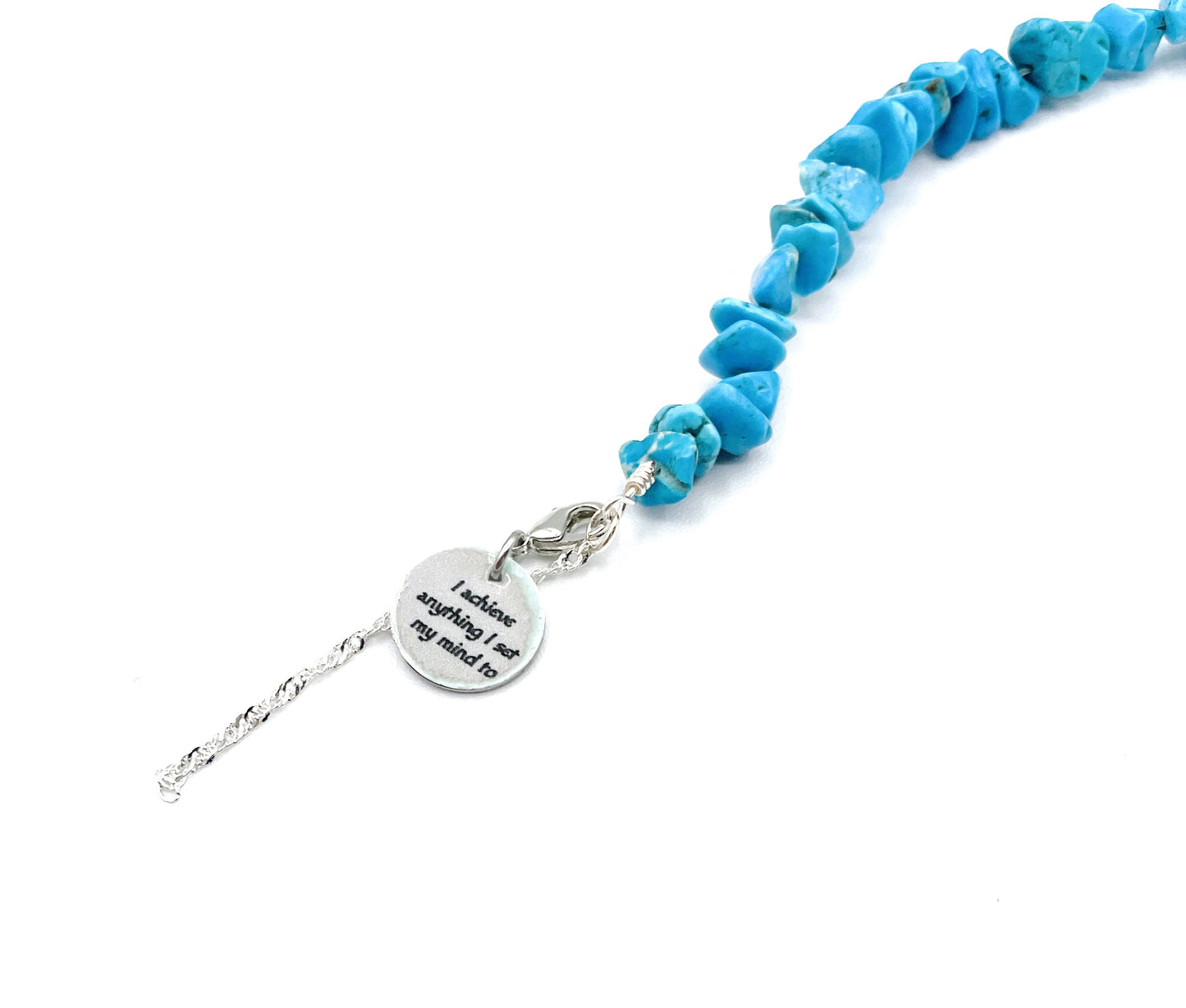 'Achieve' Necklace With Turquoise - Silver