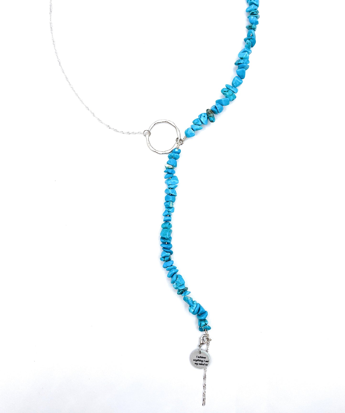 'Achieve' Necklace With Turquoise - Silver