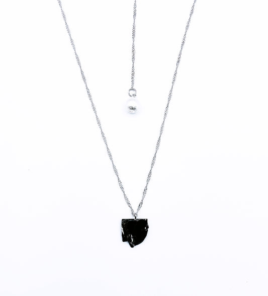 'Exhale/Inhale' Necklace With Semi-Precious Tourmaline-Silver