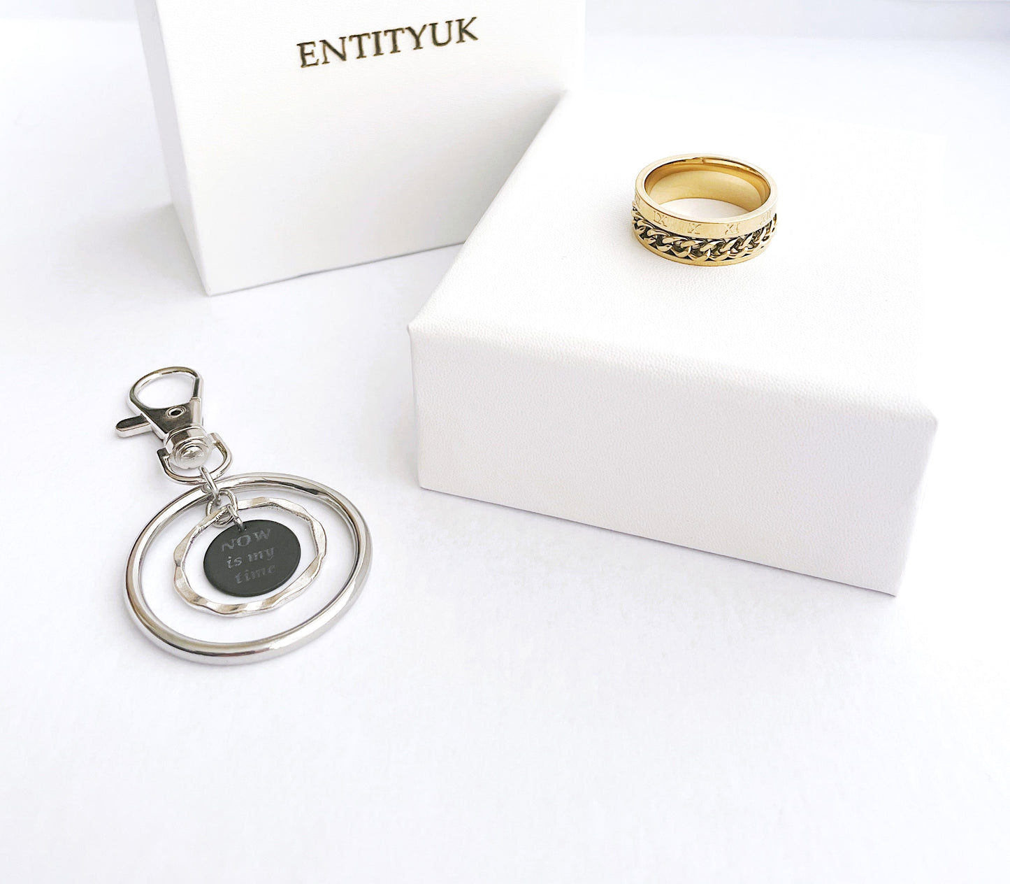 Fidget Ring + Keyring Set - Gold/Silver/Black
