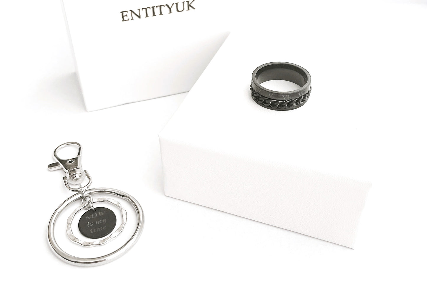 Fidget Ring + Keyring Set - Gold/Silver/Black