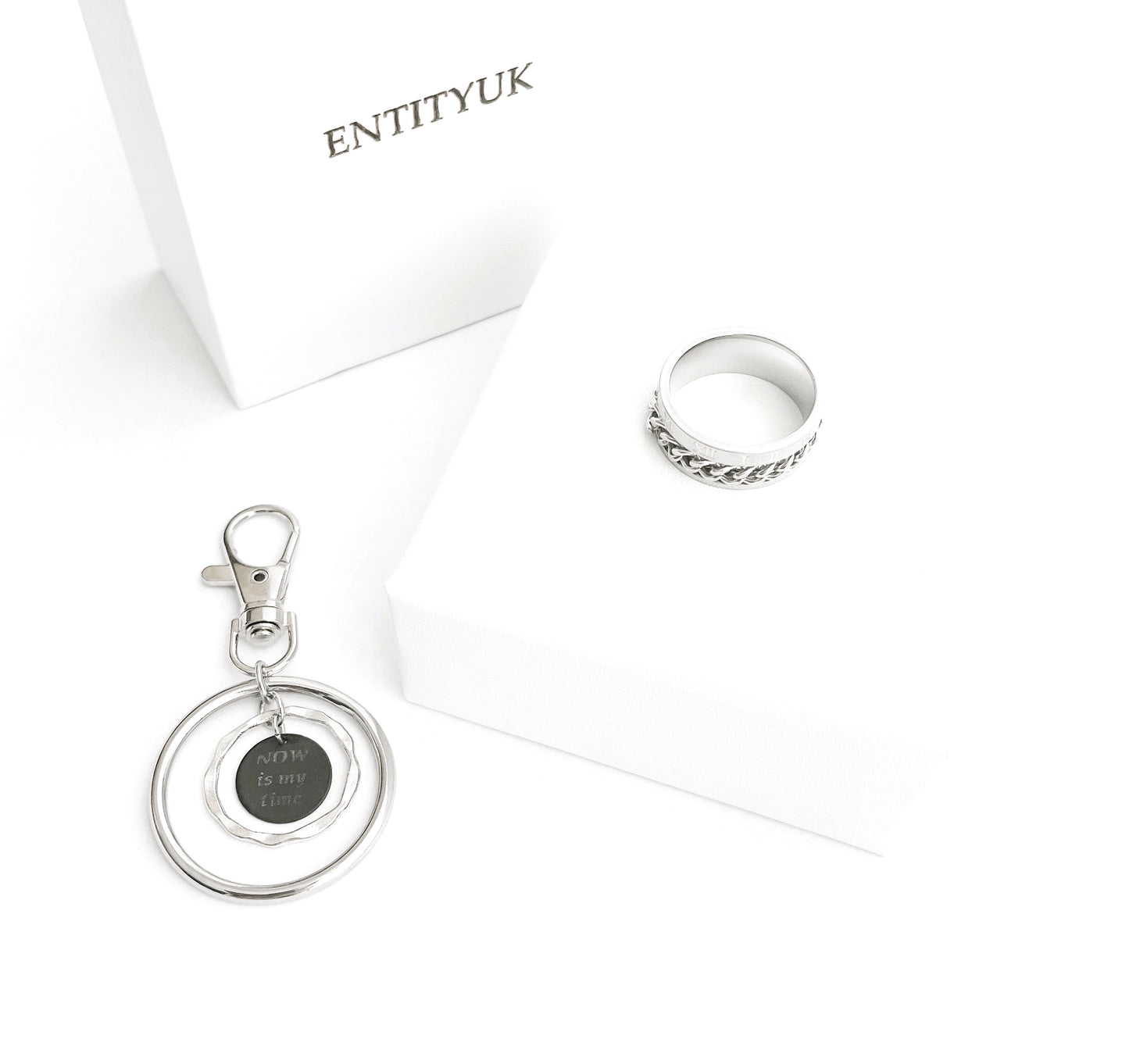 Fidget Ring + Keyring Set - Gold/Silver/Black