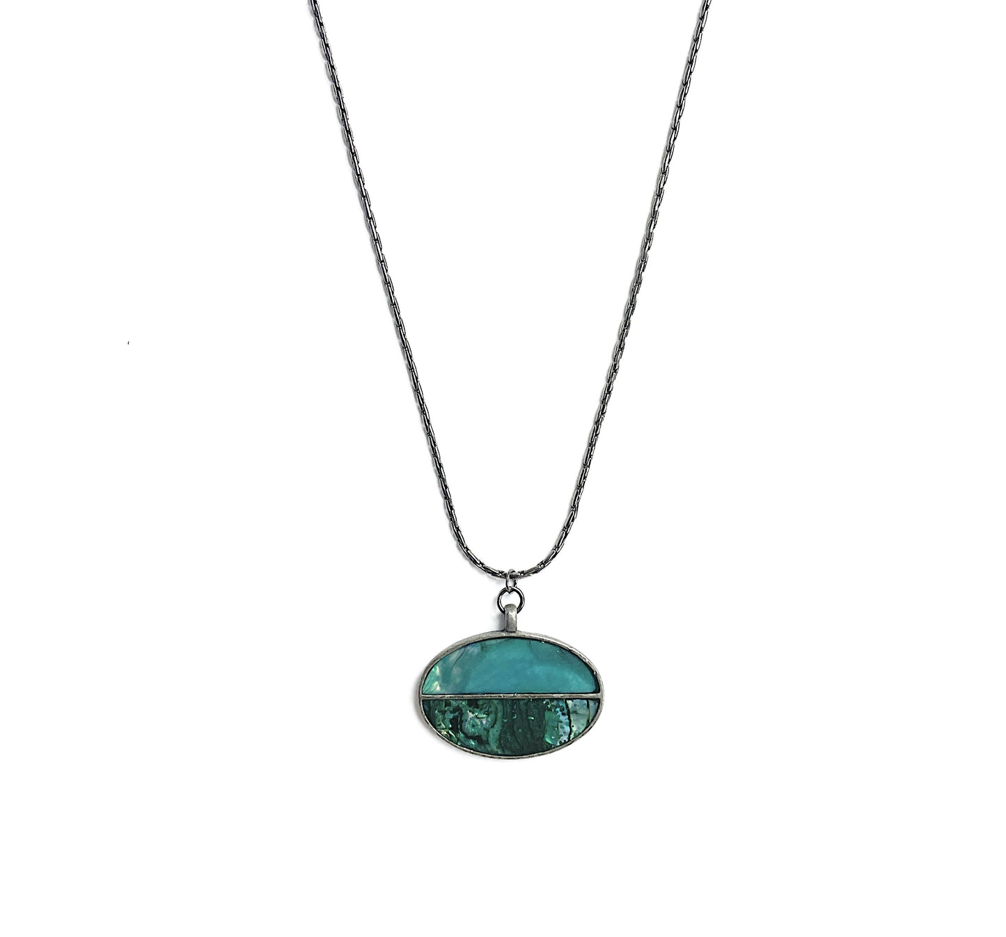 'Simple Things' Necklace With Paua Shell - Gunmetal