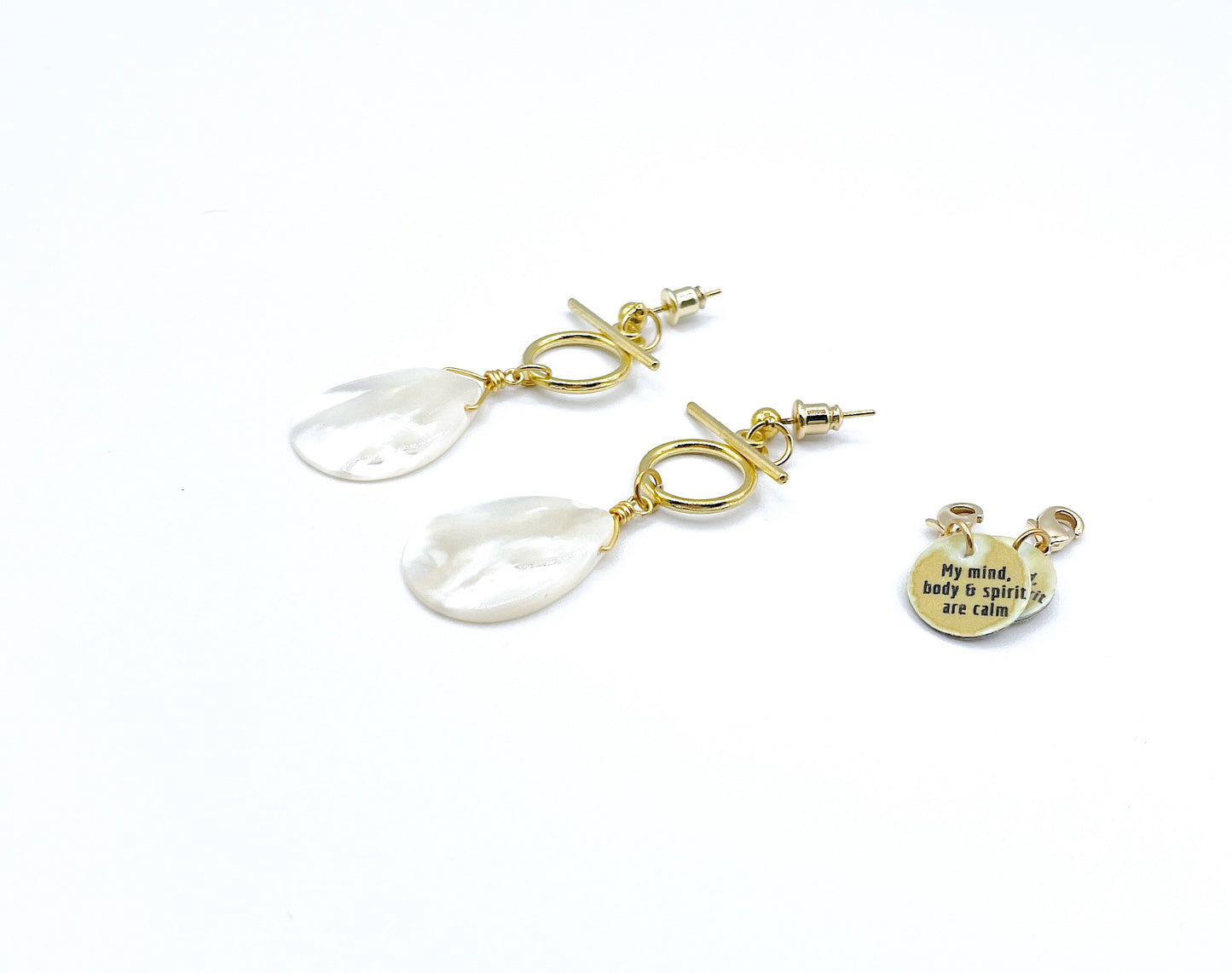 'Spirit' Earrings With Mother Of Pearl - Silver/Gold