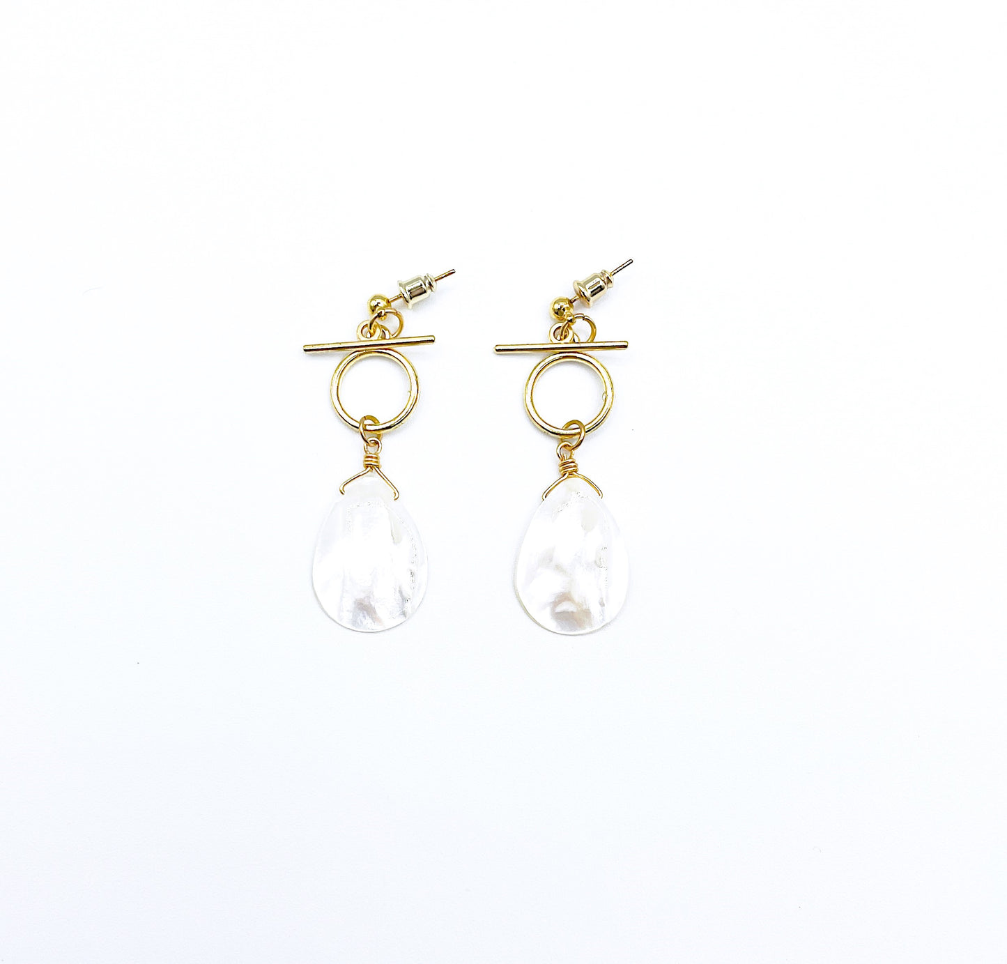 'Spirit' Earrings With Mother Of Pearl - Silver/Gold