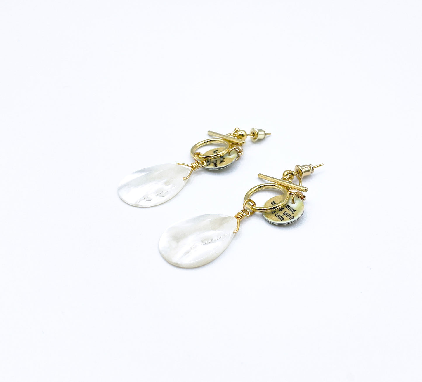 'Spirit' Earrings With Mother Of Pearl - Silver/Gold