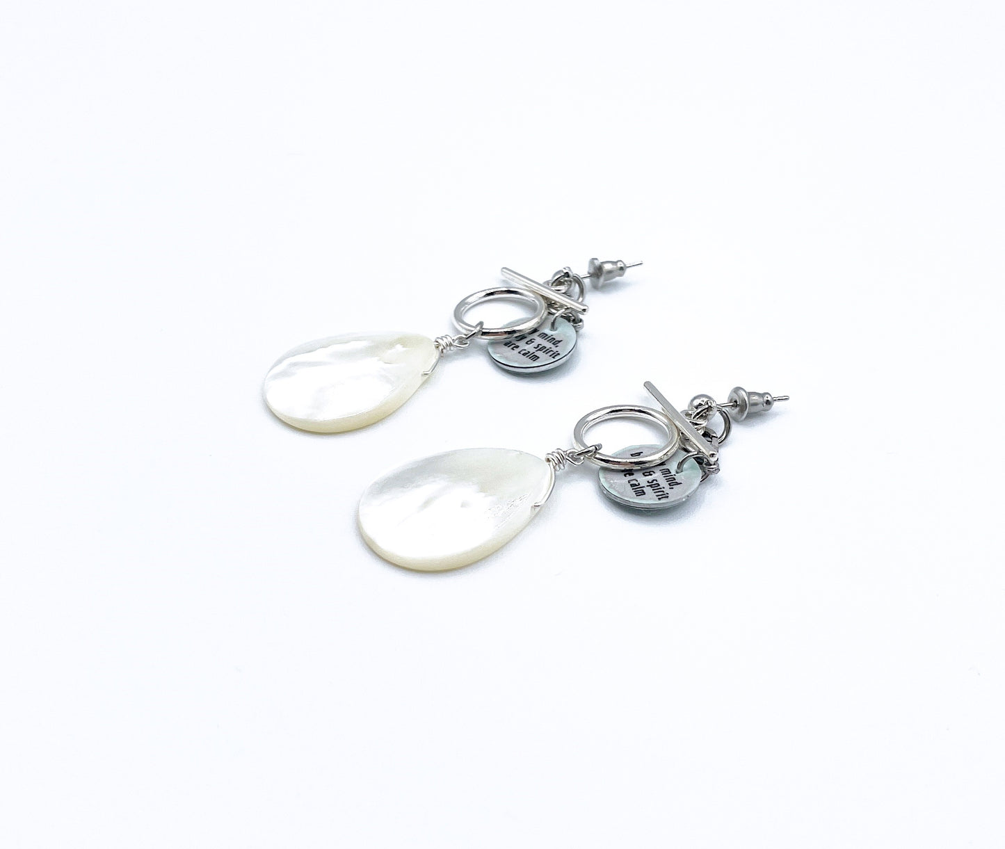 'Spirit' Earrings With Mother Of Pearl - Silver/Gold