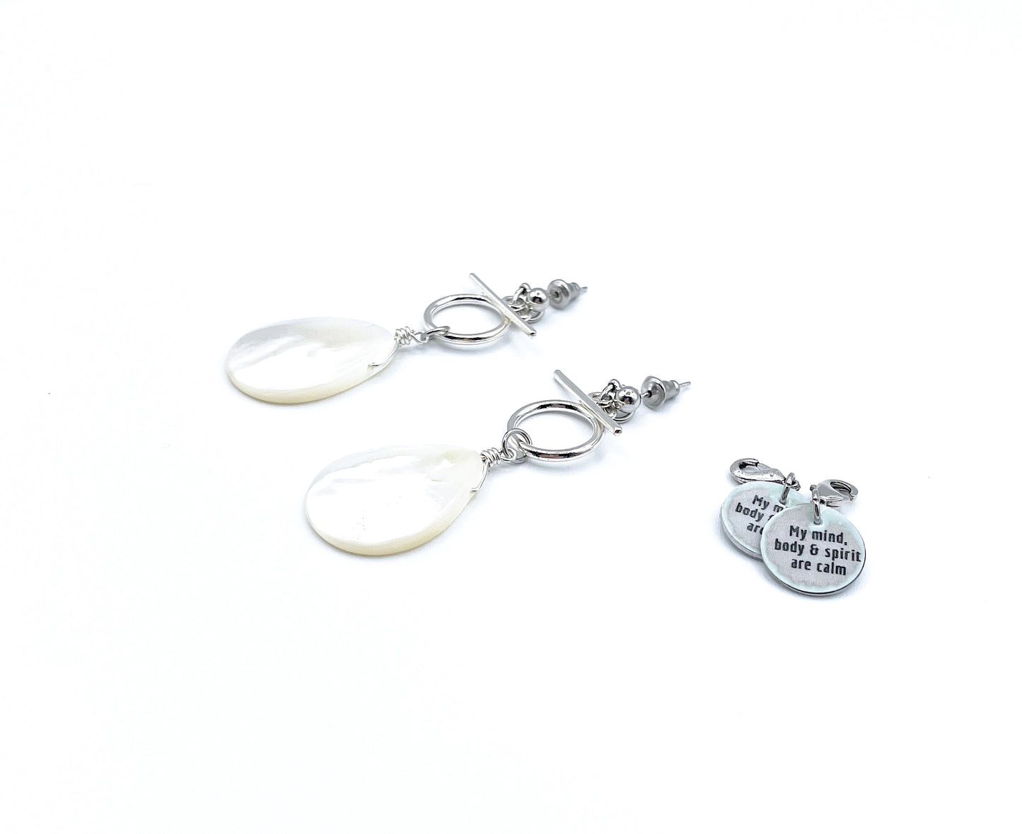 'Spirit' Earrings With Mother Of Pearl - Silver/Gold