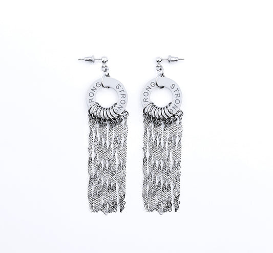 'Strong' Earrings-Silver