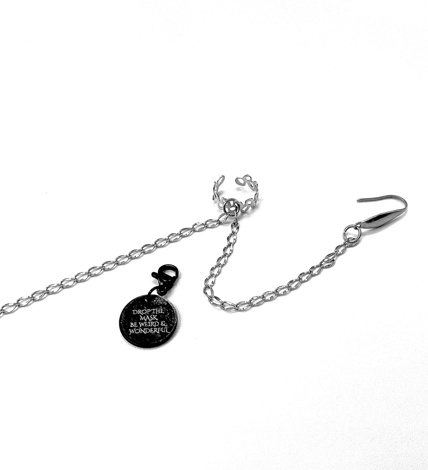 'The Mask' Single Earring/Ear Cuff - Silver