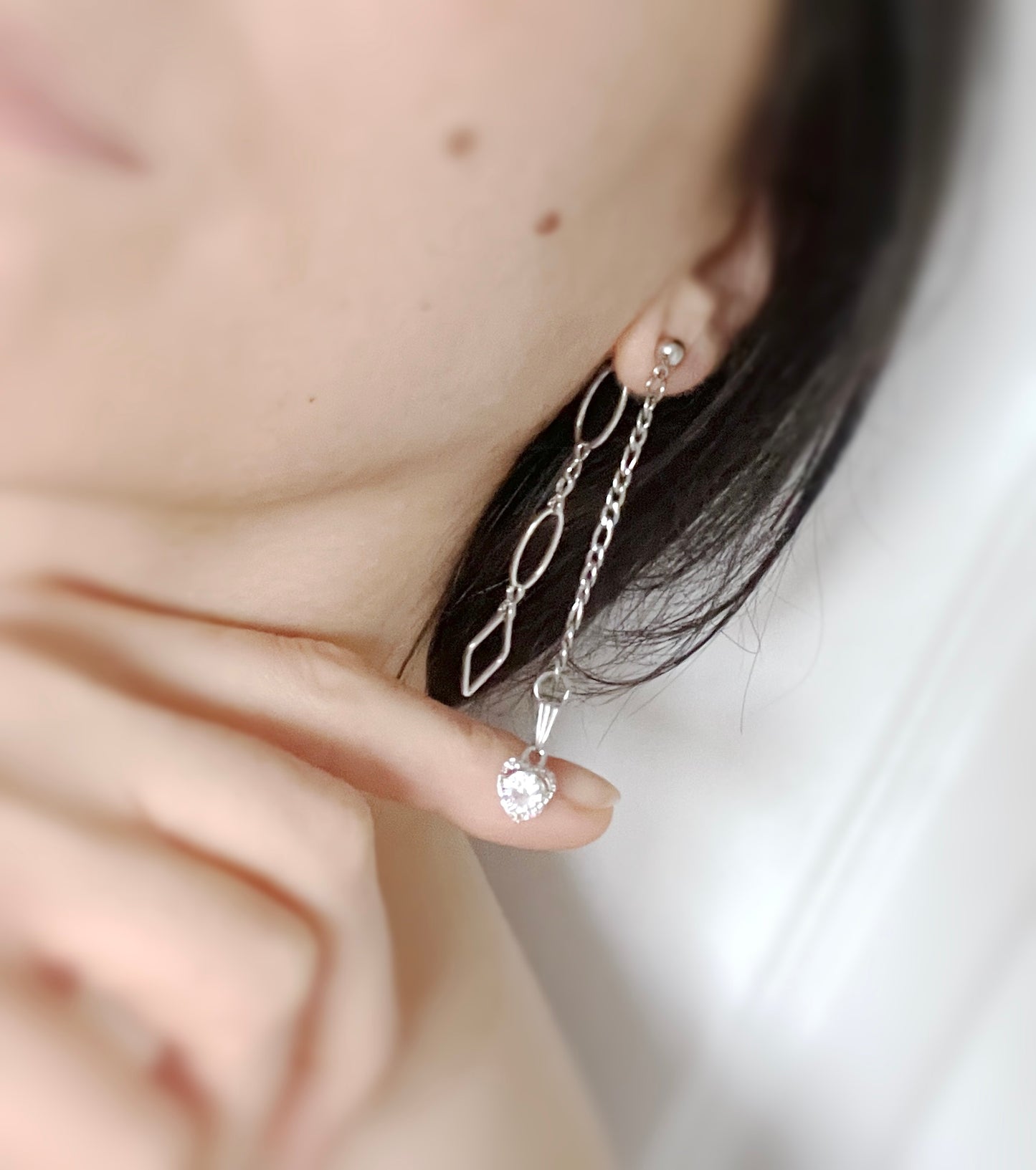 'Love Is...To The Moon And Back' Mismatched Earrings - Silver