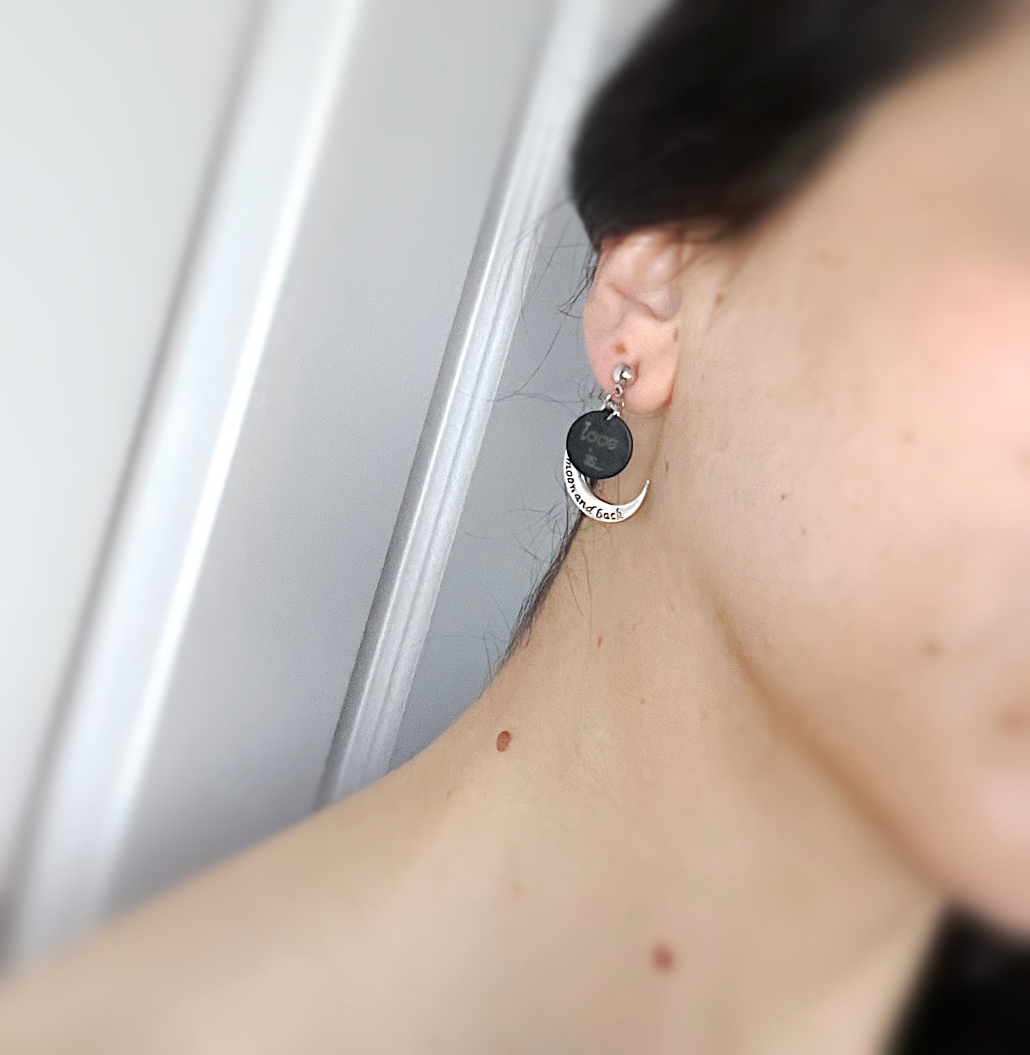 'Love Is...To The Moon And Back' Mismatched Earrings - Silver
