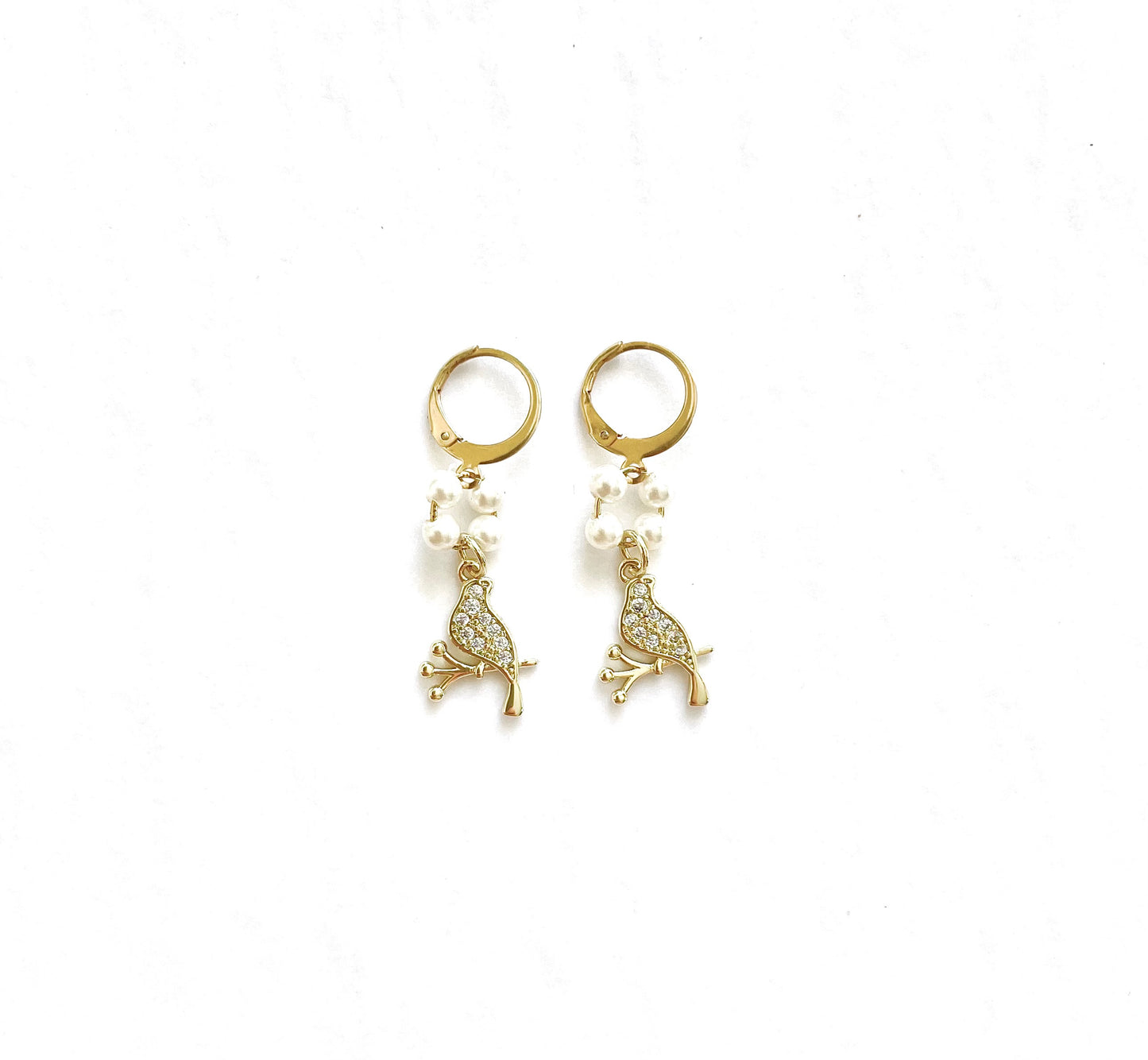 'Four Calling Birds' Earrings - Gold