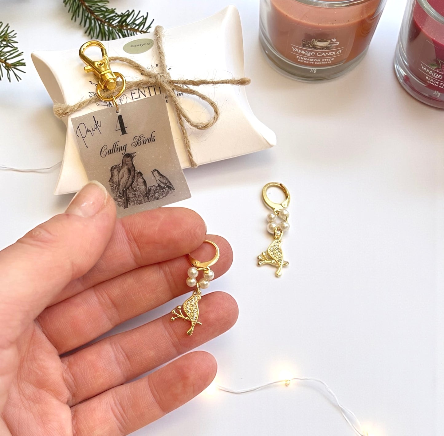 'Four Calling Birds' Earrings - Gold