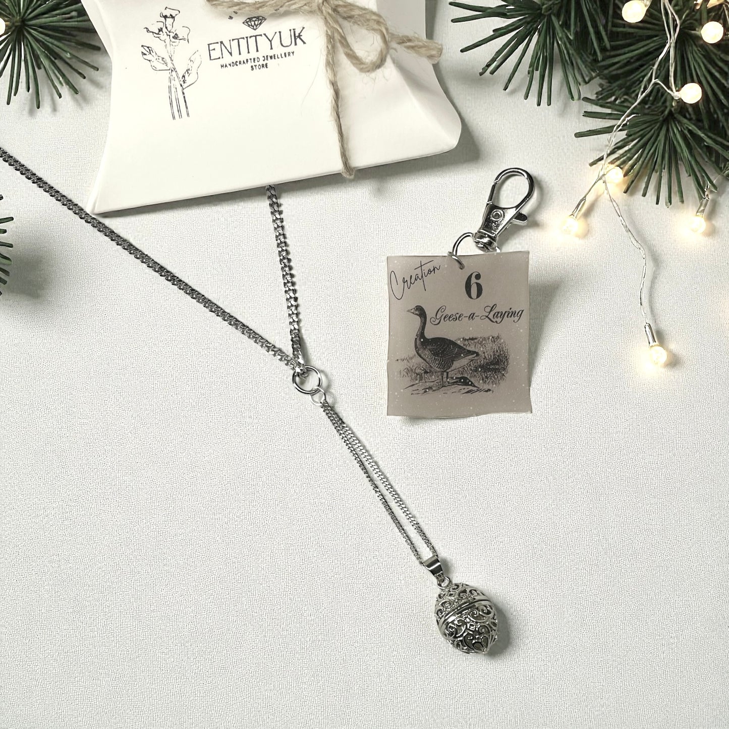 'Six Geese A-Laying' Necklace - Silver