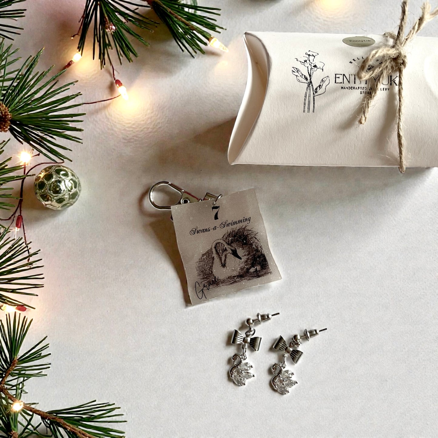 'Seven Swans A-Swimming' Earrings - Silver