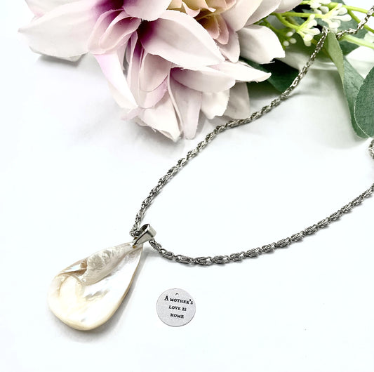 'A Mother's Love' Necklace With Mother Of Pearl - Silver